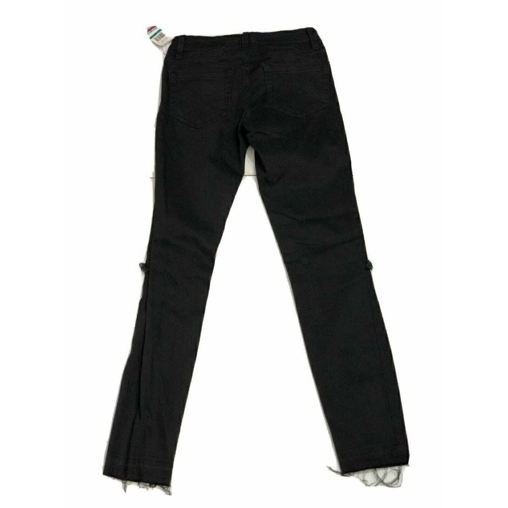 1.State Womens Black Denim Frayed Released Hem Skinny Jeansin Super Was - Picture 7 of 12